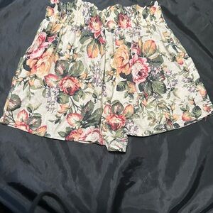 Olivaceous Pink and Green High Waist Floral Shorts